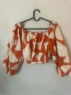 Compañia Fantastica Cotton Poplin Cropped Off Shoulder Top Size M